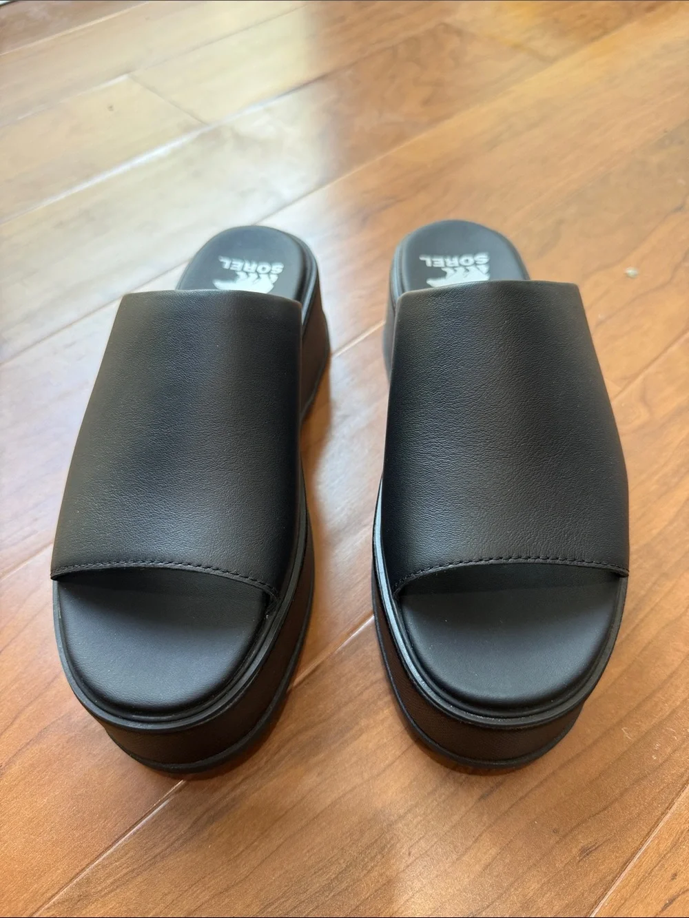Sorel Women's Dayspring Black Platform Slide Chunky Sandals Sz 6